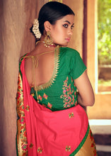 Load image into Gallery viewer, Raspberry Pink Woven Paithani Banarasi Silk Saree with Swarovski work & Embroidered Blouse