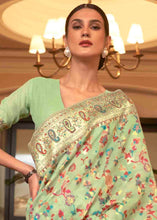 Load image into Gallery viewer, Pastel Green Banarasi Jamawar Woven Silk Saree