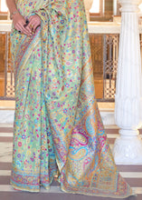 Load image into Gallery viewer, Celadon Green Banarasi Jamawar Woven Silk Saree