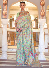 Load image into Gallery viewer, Celadon Green Banarasi Jamawar Woven Silk Saree