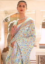 Load image into Gallery viewer, Powder Blue Banarasi Jamawar Woven Silk Saree