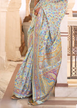 Load image into Gallery viewer, Powder Blue Banarasi Jamawar Woven Silk Saree