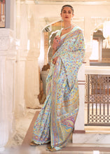 Load image into Gallery viewer, Powder Blue Banarasi Jamawar Woven Silk Saree