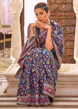 Load image into Gallery viewer, Navy Blue Banarasi Jamawar Woven Silk Saree