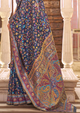 Load image into Gallery viewer, Navy Blue Banarasi Jamawar Woven Silk Saree