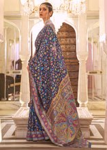 Load image into Gallery viewer, Navy Blue Banarasi Jamawar Woven Silk Saree