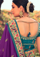 Carica l'immagine nel visualizzatore Galleria,Grape Purple Woven Paithani Banarasi Silk Saree with Swarovski work & Embroidered Blouse