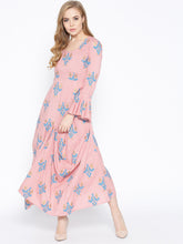 Load image into Gallery viewer, Bell Sleeve ikat print Long dress with front drape