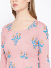 Load image into Gallery viewer, Bell Sleeve ikat print Long dress with front drape