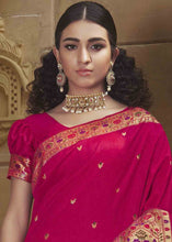 Load image into Gallery viewer, Ruby Pink Woven Paithani Banarasi Silk Saree