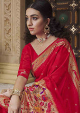 Load image into Gallery viewer, Crimson Red Woven Paithani Banarasi Silk Saree