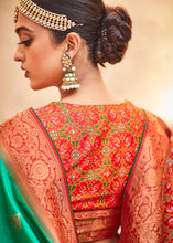 Load image into Gallery viewer, Shamrock Green Woven Banarasi Patola Silk Saree with Embroidered Blouse