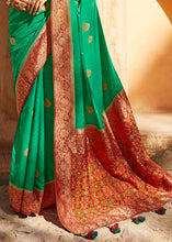 Load image into Gallery viewer, Shamrock Green Woven Banarasi Patola Silk Saree with Embroidered Blouse