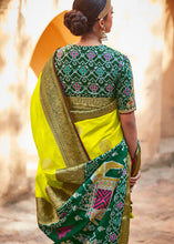Load image into Gallery viewer, Chartreuse Yellow Woven Banarasi Patola Silk Saree with Embroidered Blouse