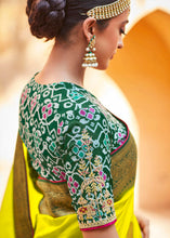 Load image into Gallery viewer, Chartreuse Yellow Woven Banarasi Patola Silk Saree with Embroidered Blouse