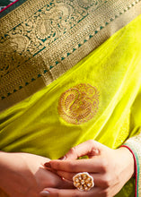 Load image into Gallery viewer, Chartreuse Yellow Woven Banarasi Patola Silk Saree with Embroidered Blouse