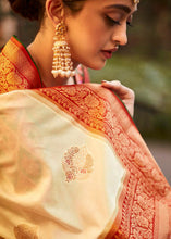 Load image into Gallery viewer, Parchment White Woven Banarasi Patola Silk Saree with Embroidered Blouse
