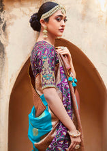 Load image into Gallery viewer, Cyan Blue Woven Banarasi Patola Silk Saree with Embroidered Blouse