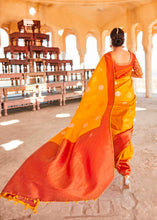 Load image into Gallery viewer, Spice Orange Zari Woven Kanjivaram Silk Saree with Embroidered Blouse: Wedding Edition