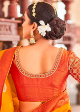Load image into Gallery viewer, Spice Orange Zari Woven Kanjivaram Silk Saree with Embroidered Blouse: Wedding Edition