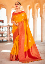 Load image into Gallery viewer, Spice Orange Zari Woven Kanjivaram Silk Saree with Embroidered Blouse: Wedding Edition