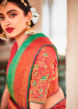 Load image into Gallery viewer, Jade Green Zari Woven Kanjivaram Silk Saree with Embroidered Blouse: Wedding Edition