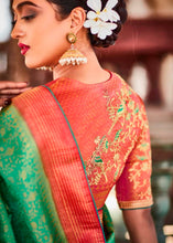 Load image into Gallery viewer, Jade Green Zari Woven Kanjivaram Silk Saree with Embroidered Blouse: Wedding Edition