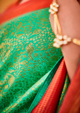 Load image into Gallery viewer, Jade Green Zari Woven Kanjivaram Silk Saree with Embroidered Blouse: Wedding Edition