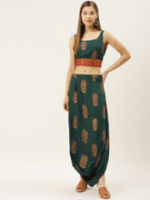 Load image into Gallery viewer, Crop top with cowl dhoti skirt