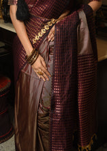 Load image into Gallery viewer, Coffee Brown Two Tone Zari Woven Banarasi Silk Saree