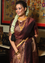 Load image into Gallery viewer, Coffee Brown Two Tone Zari Woven Banarasi Silk Saree