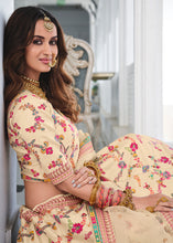 Load image into Gallery viewer, Light Beige Brown Heavy Embroidered Silk Lehenga