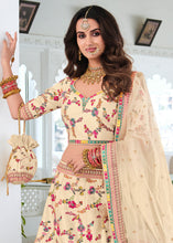Load image into Gallery viewer, Light Beige Brown Heavy Embroidered Silk Lehenga