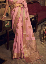 Load image into Gallery viewer, Taffy Pink Woven Soft Tussar Silk Saree