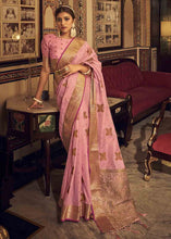 Load image into Gallery viewer, Taffy Pink Woven Soft Tussar Silk Saree