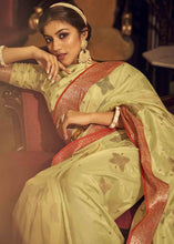 Load image into Gallery viewer, Daffodil Yellow Woven Soft Tussar Silk Saree