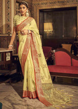 Load image into Gallery viewer, Daffodil Yellow Woven Soft Tussar Silk Saree