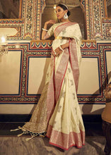 Load image into Gallery viewer, Ivory White Woven Soft Tussar Silk Saree
