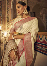 Load image into Gallery viewer, Ivory White Woven Soft Tussar Silk Saree