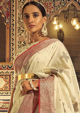 Load image into Gallery viewer, Ivory White Woven Soft Tussar Silk Saree