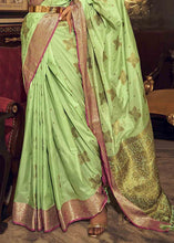 Load image into Gallery viewer, Pastel Green Woven Soft Tussar Silk Saree