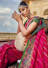 Load image into Gallery viewer, Peony Pink Woven Soft Silk Saree