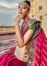 Load image into Gallery viewer, Peony Pink Woven Soft Silk Saree