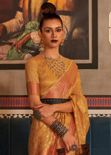 Load image into Gallery viewer, Honey Mustard Zari Woven Tissue Silk Saree