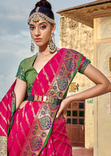 Load image into Gallery viewer, Peony Pink Woven Soft Silk Saree