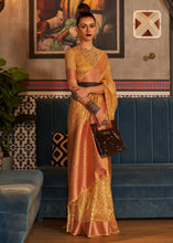 Load image into Gallery viewer, Honey Mustard Zari Woven Tissue Silk Saree
