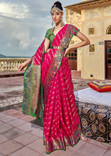 Load image into Gallery viewer, Peony Pink Woven Soft Silk Saree