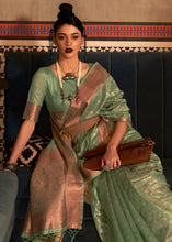 Load image into Gallery viewer, Fern Green Zari Woven Tissue Silk Saree