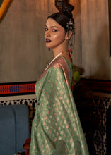 Load image into Gallery viewer, Fern Green Zari Woven Tissue Silk Saree
