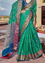 Load image into Gallery viewer, Jade Green Woven Soft Silk Saree